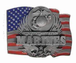 Marines buckle with American flag background